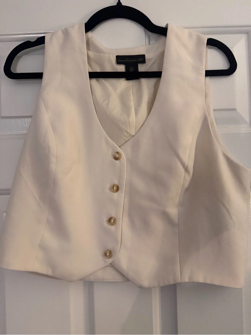 House of Harlow 1960 Cream Button Vest - Picture 1 of 4